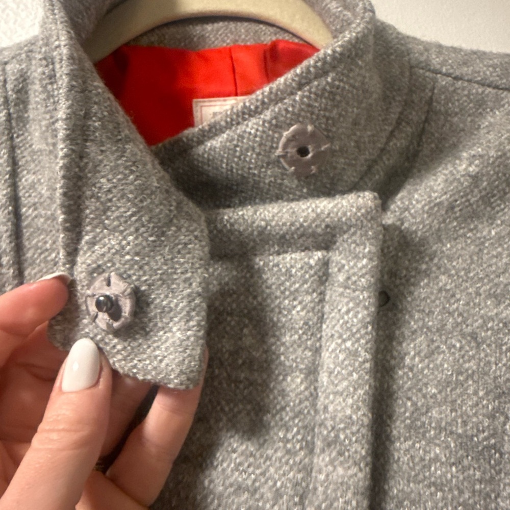 Gap Gray Wool-Blend Stand Collar Jacket With Red … - image 2